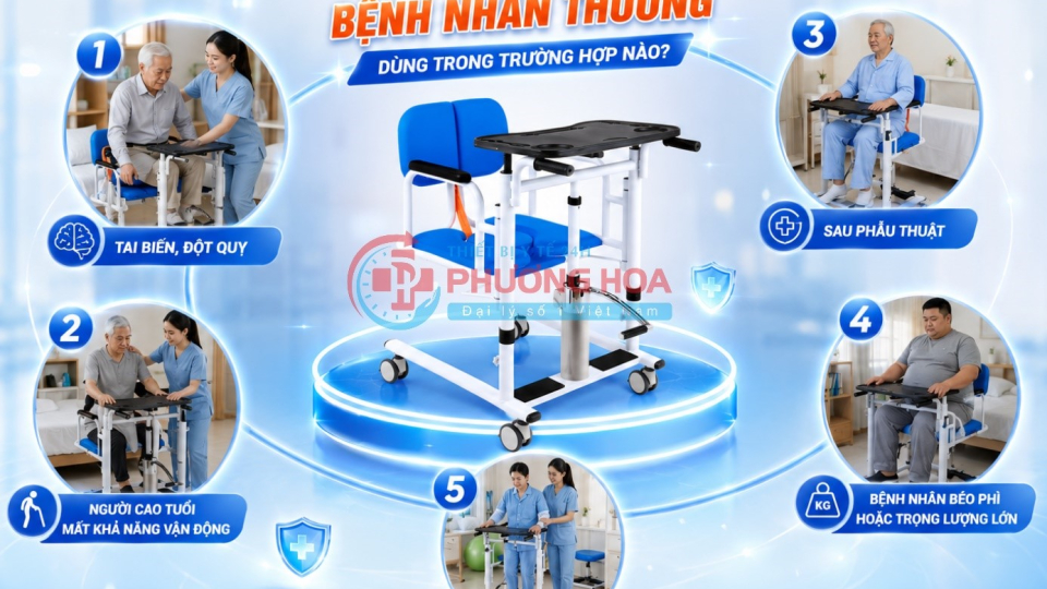 Xe nâng hạ bệnh nhân thường dùng trong trường hợp nào?